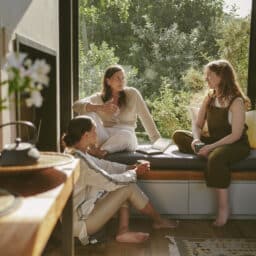 People talk in living room